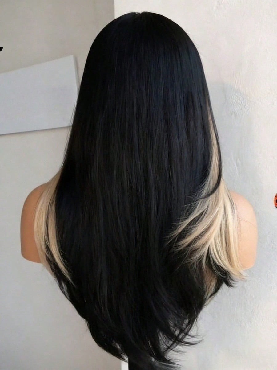 Hair Women Lace Front Wig Highlight White Bone Straight 13×4 HD Transparent Lace
