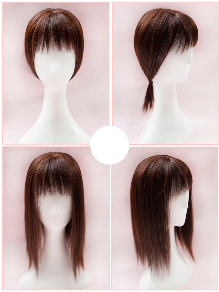 Mono Hairpiece/Toupee Replacement Women Top Synthetic Hair Topper With Bang