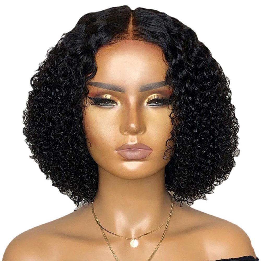 Women Curly Black Afro Curly Wave Lace Front Wigs Synthetic Hair Wig