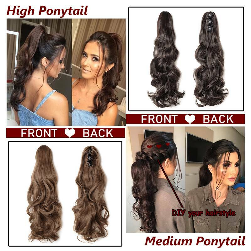 Real Thick Hair Claw-On Ponytail Hair Extension Piece Clip In Pony Tail as Human