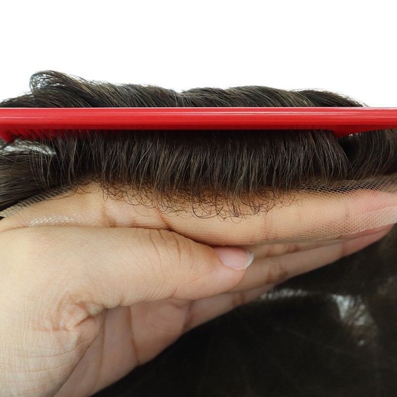 Discount Toupee For Mens Human Hair Replecement System Swiss Lace Hairpiece 8X10
