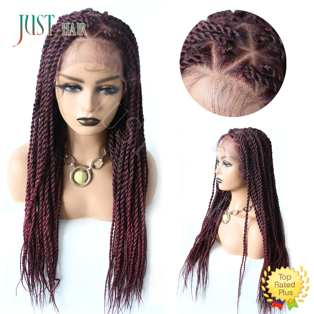 Black Braided Lace Box Braids Wig Synthetic Twist Cornrow Baby Hair for Women US