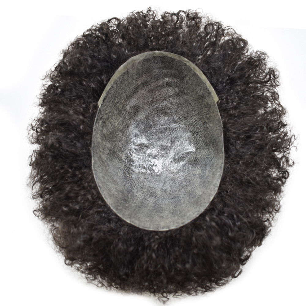 Hair Units for Black Men Afro Curly Toupee African American Men Human Hairpiece
