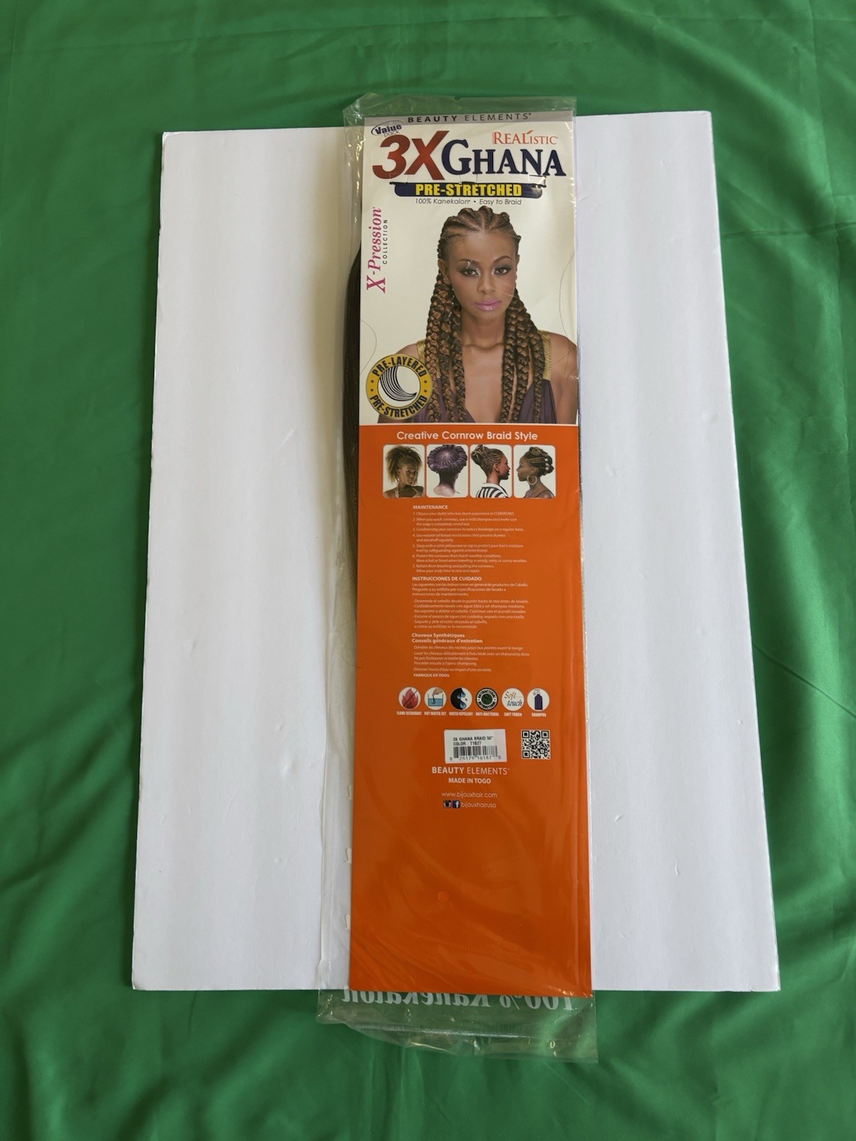 Realistic 50” 3X GHANA PRE STRETCHED 100% Kanekalon – Color T1B27 Brand New