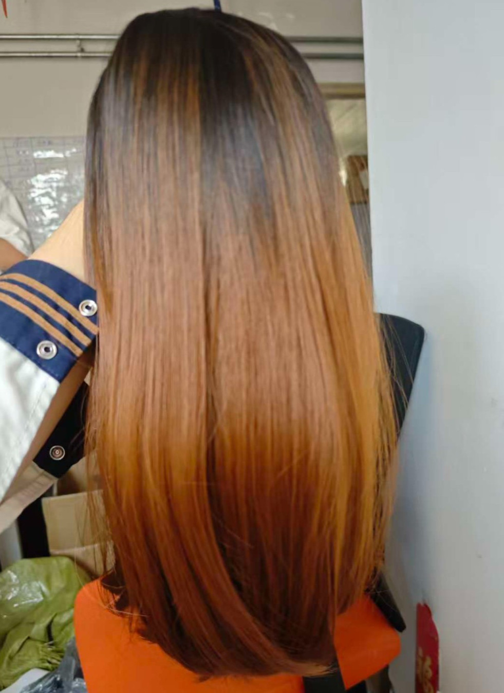 Black Ombre Brown Long Synthetic Hair Wig for Women Party Natural Middle Part Wi