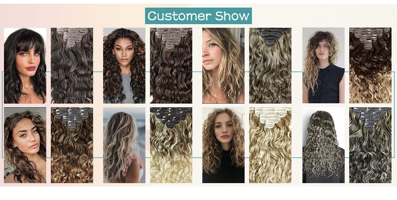 BEQUEEN Hair Clip in 100% Human Hair Extensions 8pcs 120g 18 inch, F4/4/27