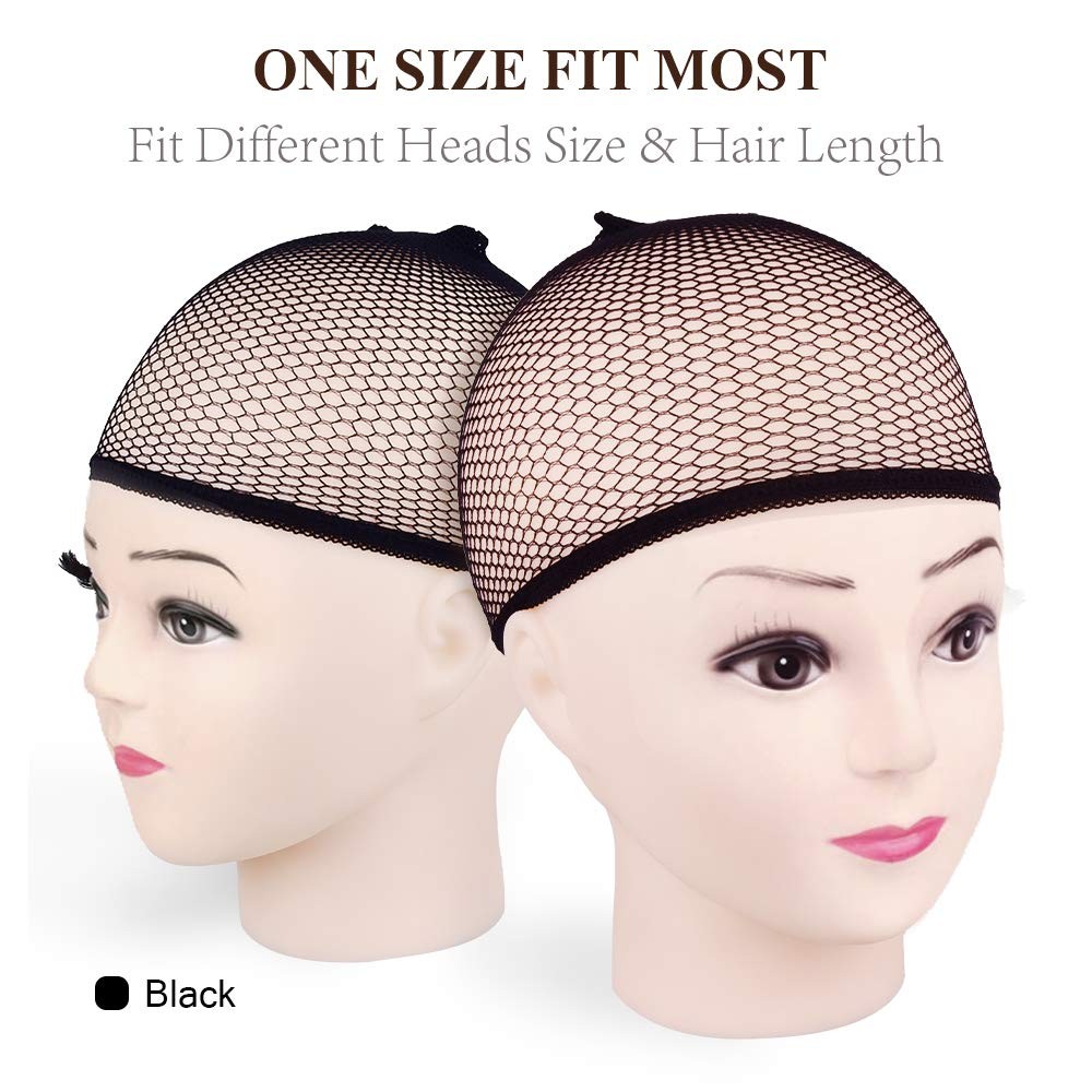 MORGLES 6PCS Wig Cap Non Slip, Black Mesh Net Wig Caps for Women Men, Kids
