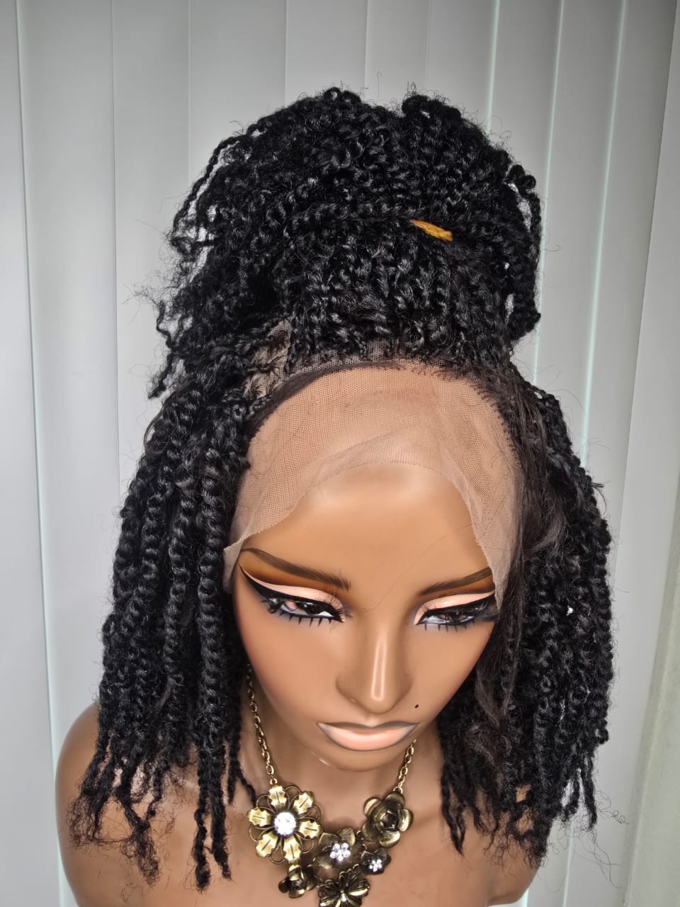 Black 360 Full Lace Kinky Twist Synthetic Braided Wig – Natural, Classy & Ready