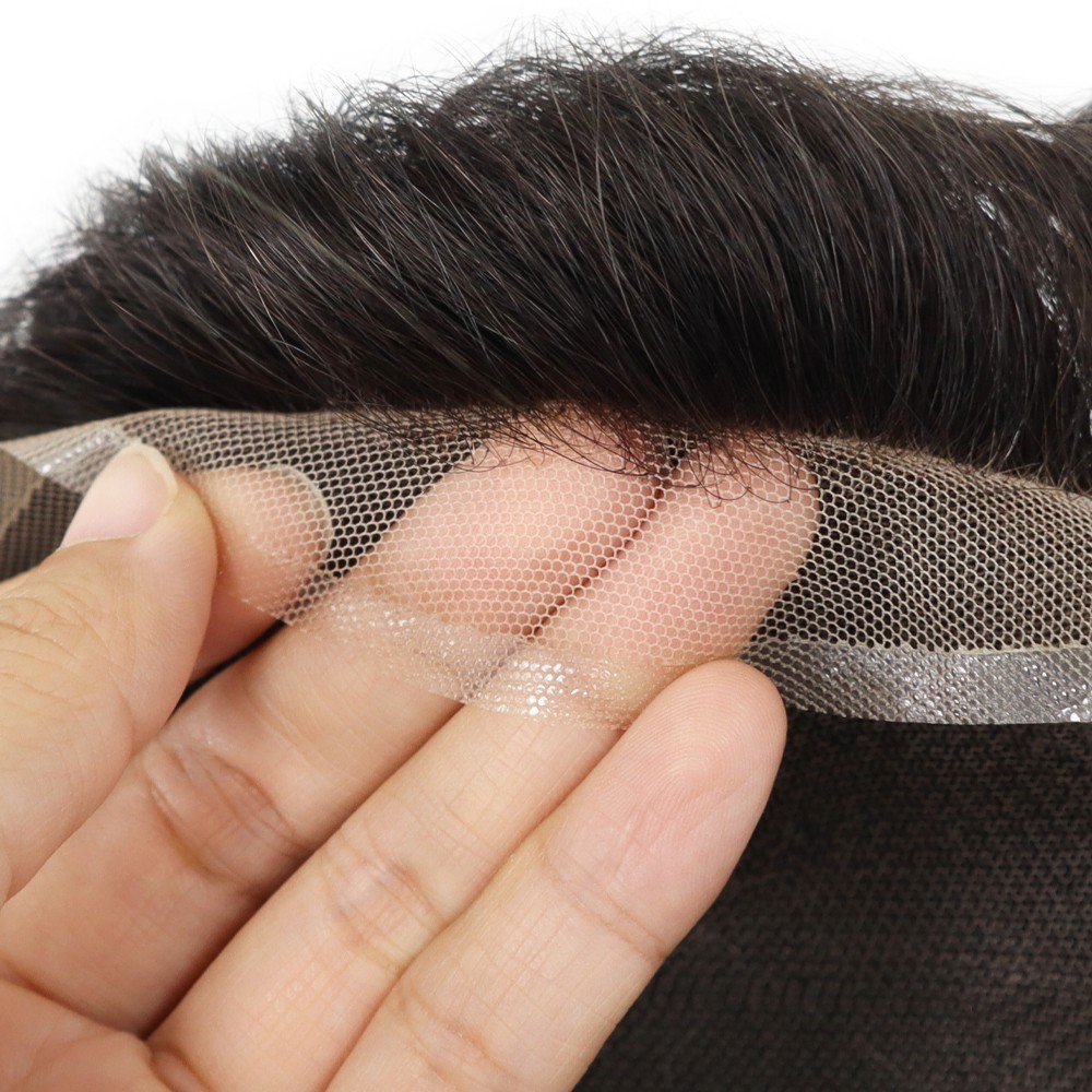 Toupee For Men French Lace Human Hair Replecement System Natural 8x10Hairpiece