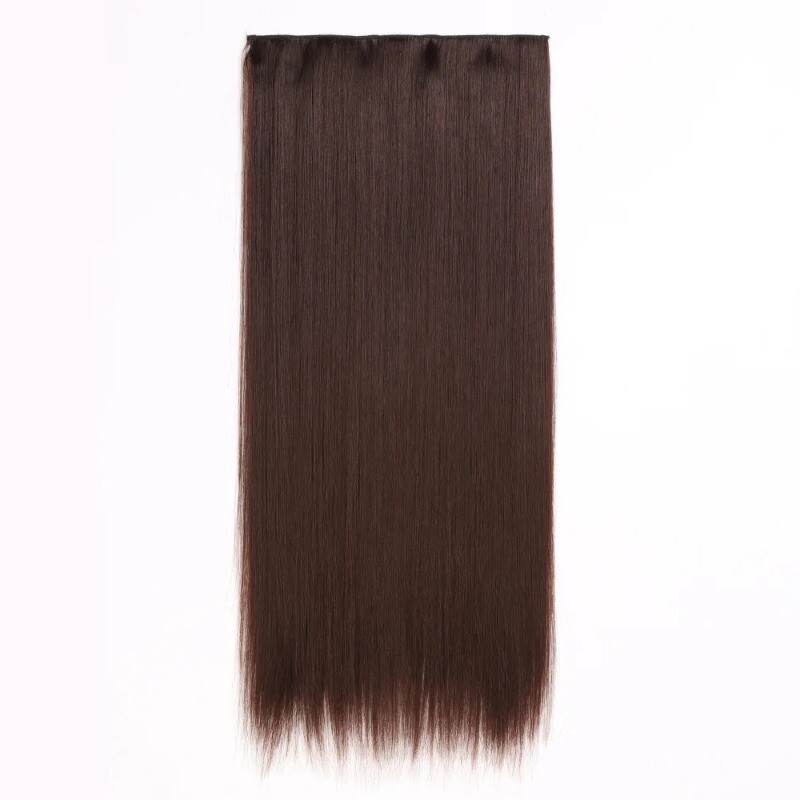 24in Synthetic Long Straight Clip In One Piece Hair Extension 5 Clips Fake Hair