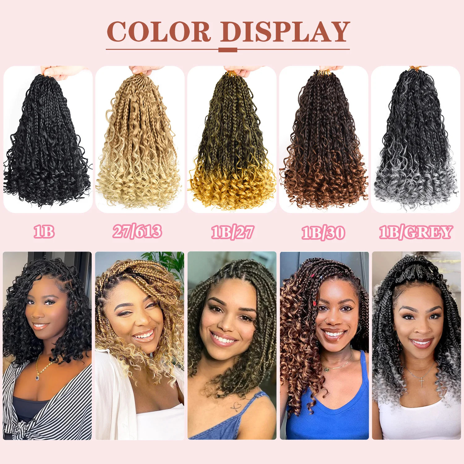 Synthetic Boho Goddess Box Braids Crochet Hair With Curl Ends Hair Extensions