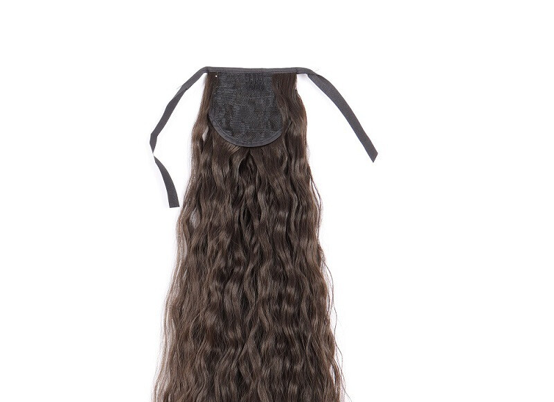 33in 140g Curly 85cm As Human Hair Extensions Corn Wave Ponytail Hairpiece Black