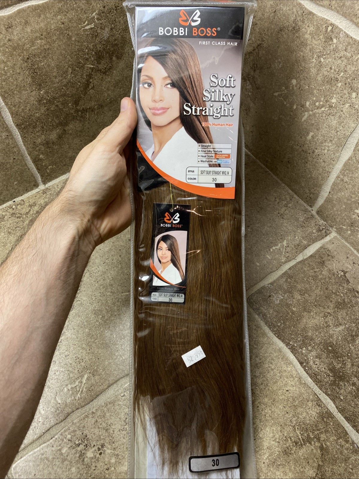 Bobbi Boss 14” Soft Silky Straight Color 30 Auburn 100% Human Hair Weaving