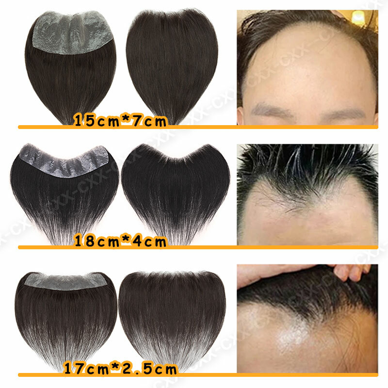 Front Piece Mens Toupee Hairpiece PU 100% Real Human Hair Replacement System USA