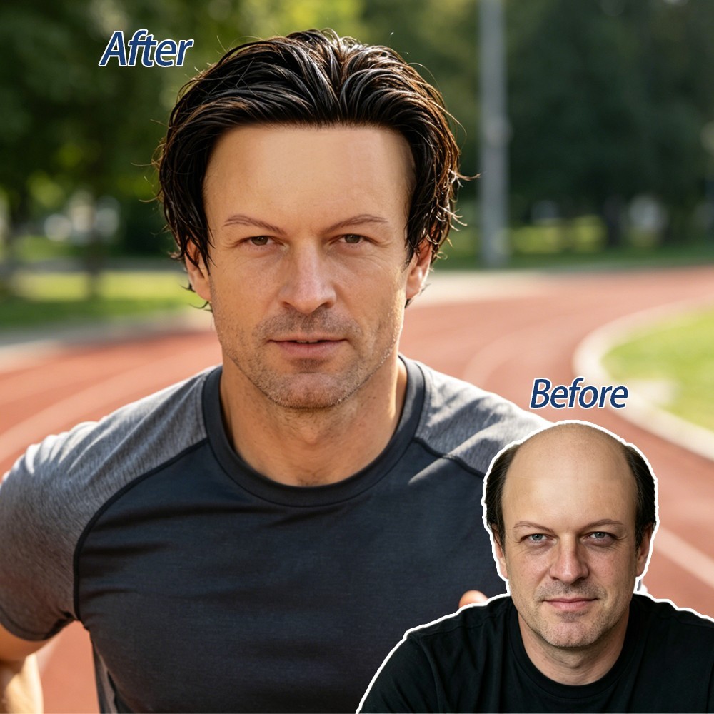 Welded Lace Front Mens Toupee Fine Mono Poly NPU Around Hair Replacement System