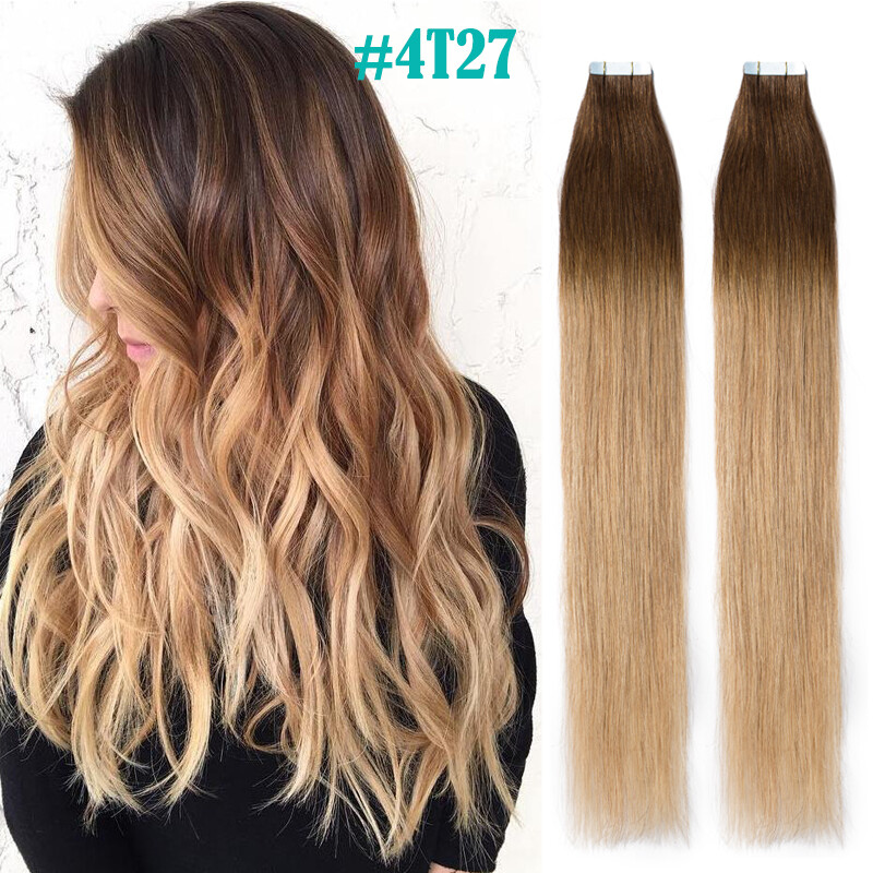 Super Soft 150g Tape In Hair Real Remy Human Hair Extensions Weft Ombre Thick US
