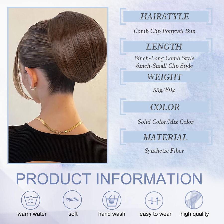 Elegant Hair Bun Natural Comb Clip In Updo Hair Extension Real As Human Chignon
