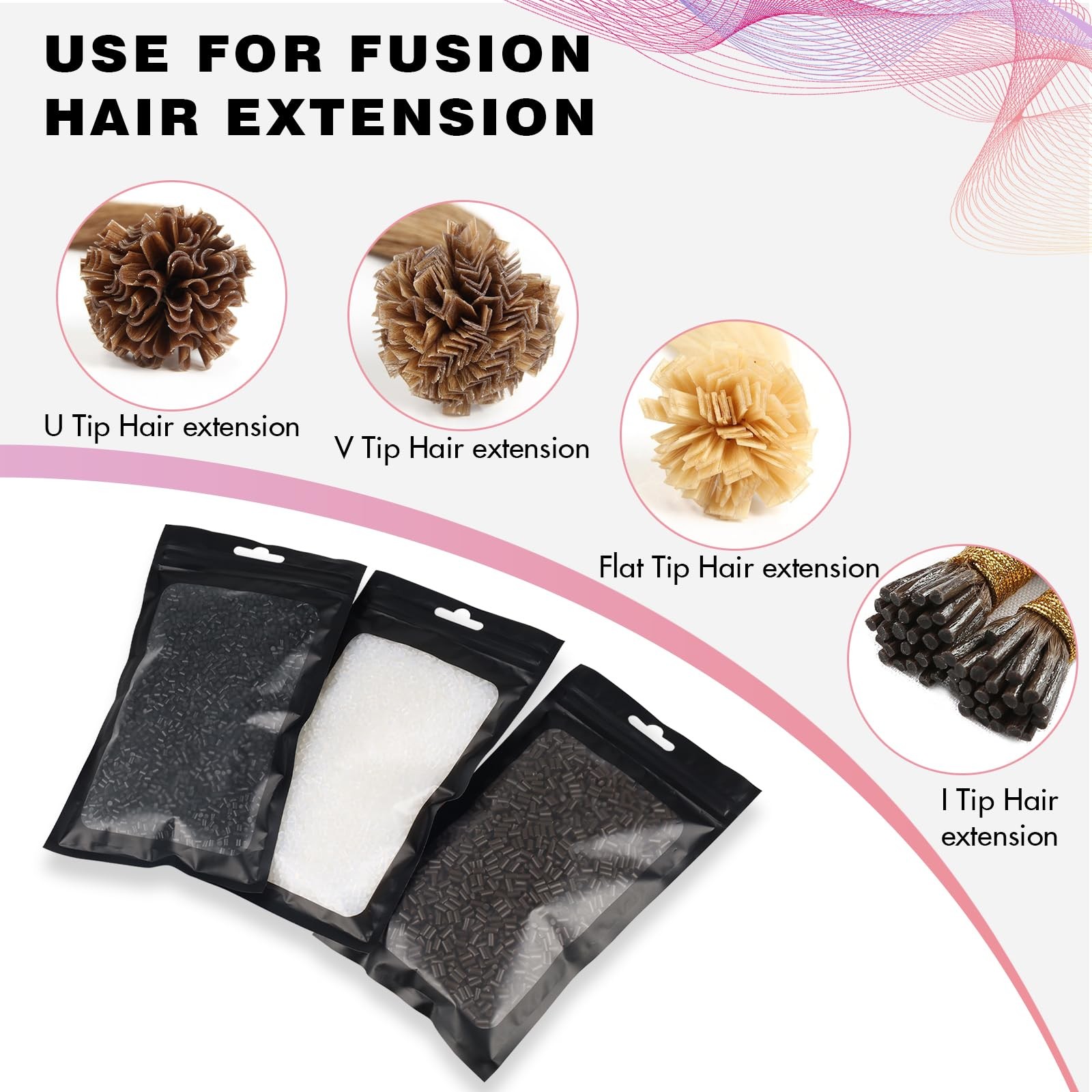 Clear Keratin Glue Beads 100g Hair Extension Adhesive No Odor Strong Bonding