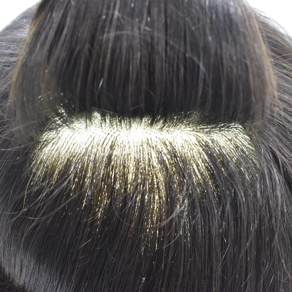 Toupee for Men Hair Replcement System Mens Toupee Full Poly Thin Skin Human Hair