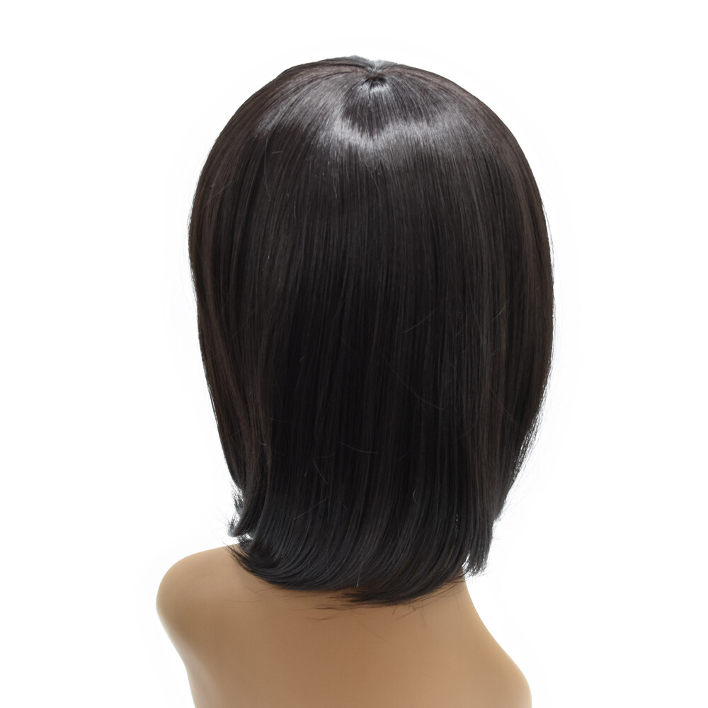 Women Bob Wig with Bangs Natural Look Premium Synthetic Short Dark Brown Hair US