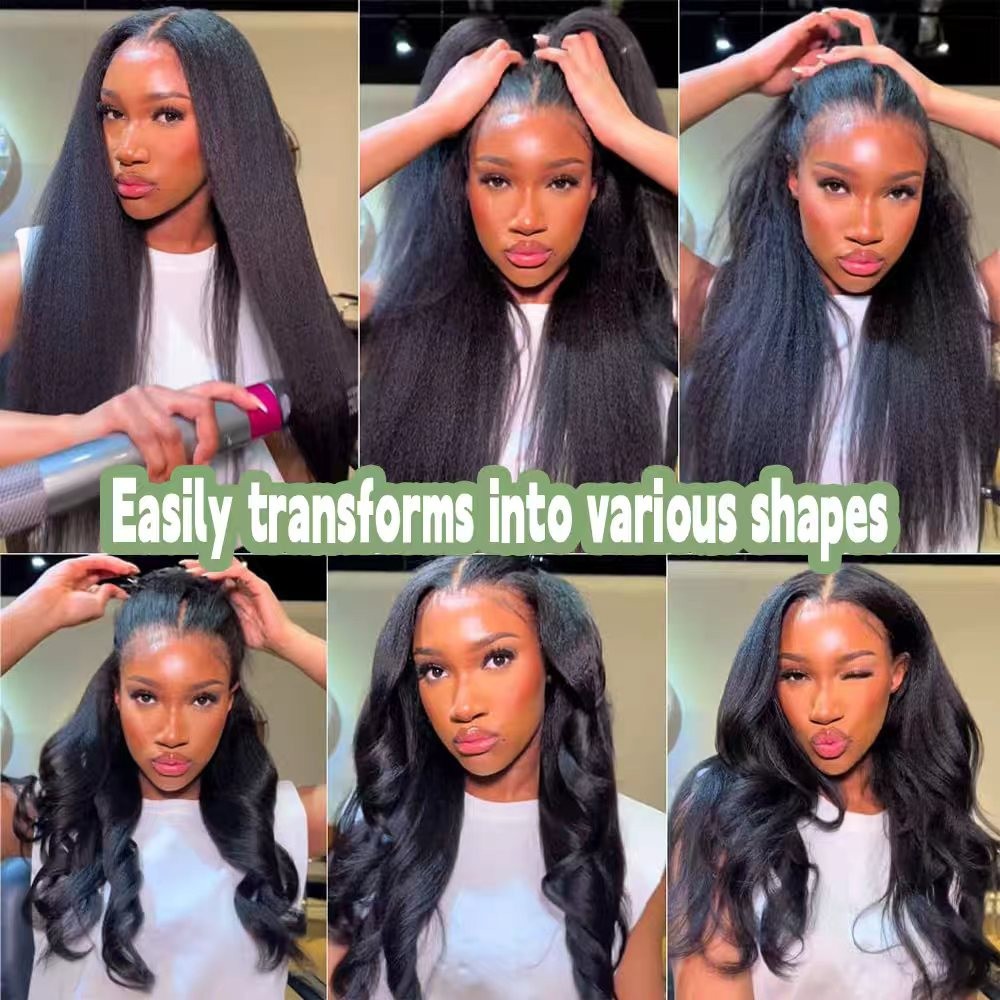 Transparent Lace Human Hair 13×6 Natural Color Kinky Straigh for Women