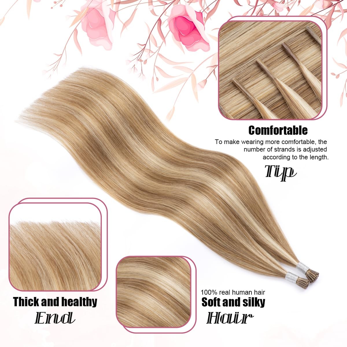Kpvxxve Hair 18 Inch Keratin I Tips Extensions For Women I Tip Human Hair
