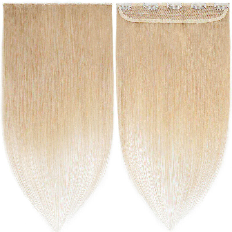 THICK One Piece Clip In 100% Remy Human Hair Extensions Remi 3/4 Full Head Ombre