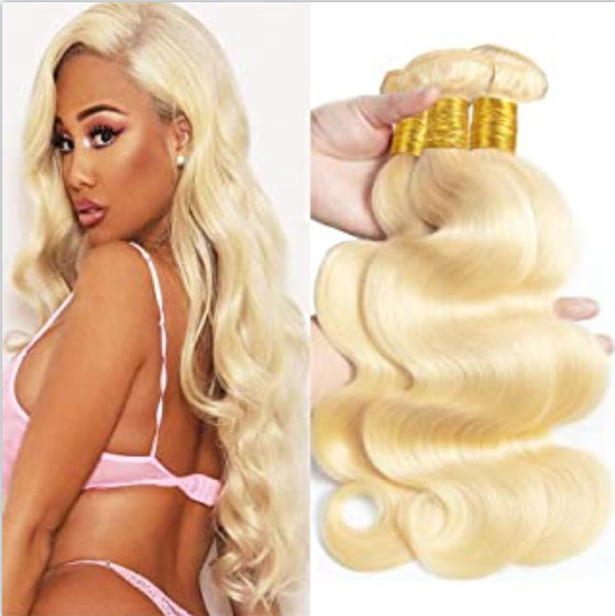 613 Blonde Body Wave 3 Bundles Soft Human Hair Weave Extensions 16INCH 50G per