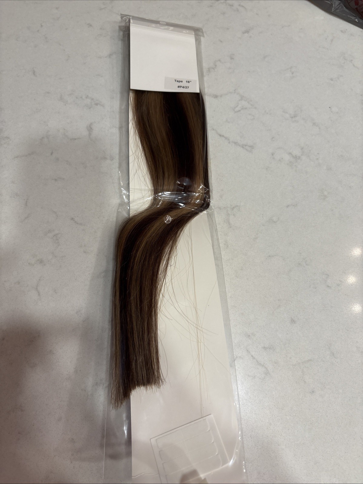 Tape in Hair Extensions, Brown Ombre Chocolate BrownCaramel Blonde Highlights16”