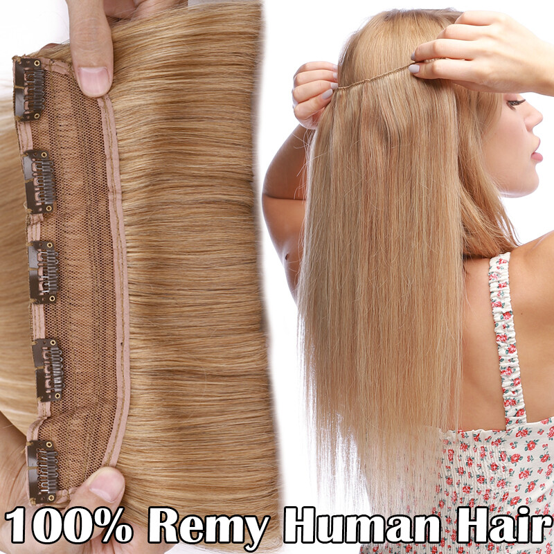 One Piece Clip In 100% Real Remy Human Hair Extensions Full Head Weft Long THICK