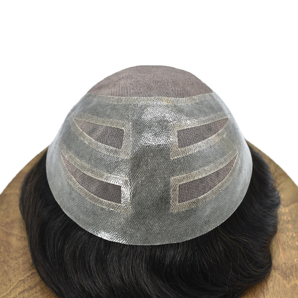 French Lace Front Mens Toupee Hairpiece Monofilament Hair System Replacement Wig
