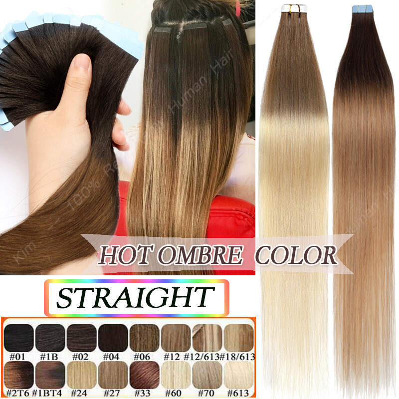80PCS 200G Thick Tape In Real Remy 100% Human Hair Extension Full Head Skin Weft