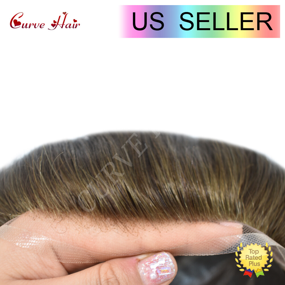 Mens Hair Piece Human Hair Replacement System Lace Front Mens Toupee Hair Units