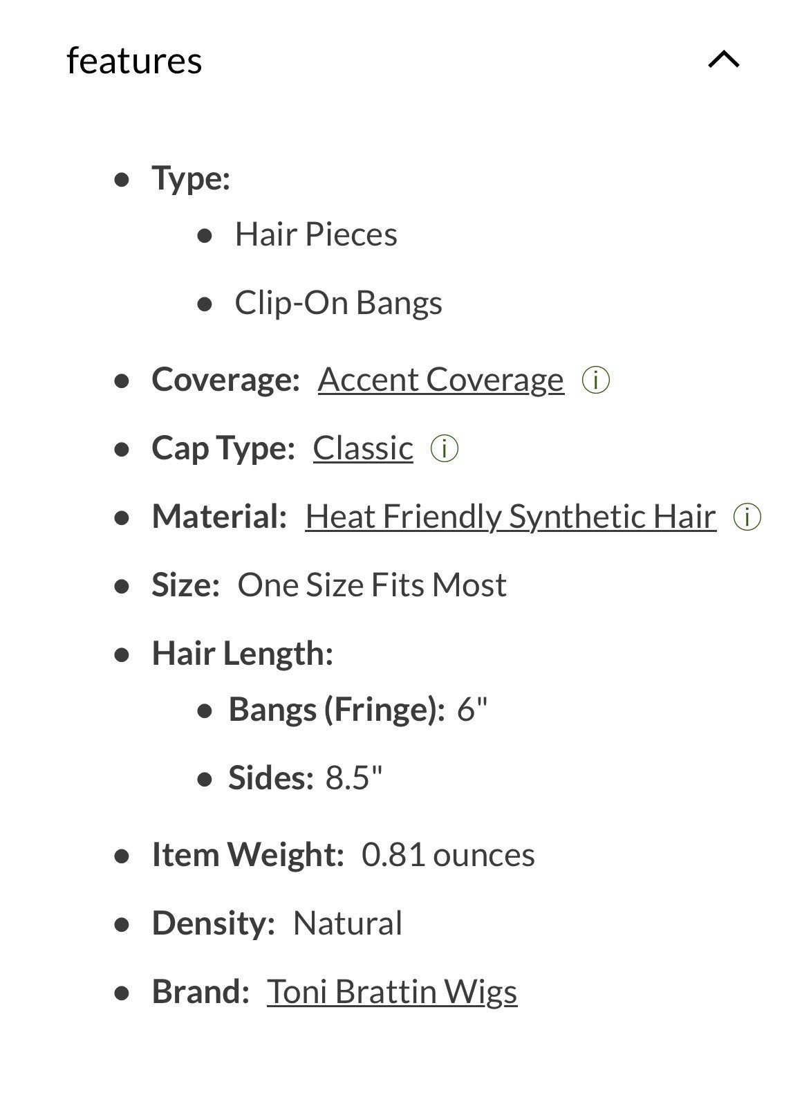 Toni Brattin Womens Clip-In Bangs Medium Brown
