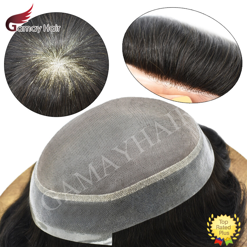 Mens Toupee Hairpiece Mono Poly Around Hair Replacement System for Men Wig Units