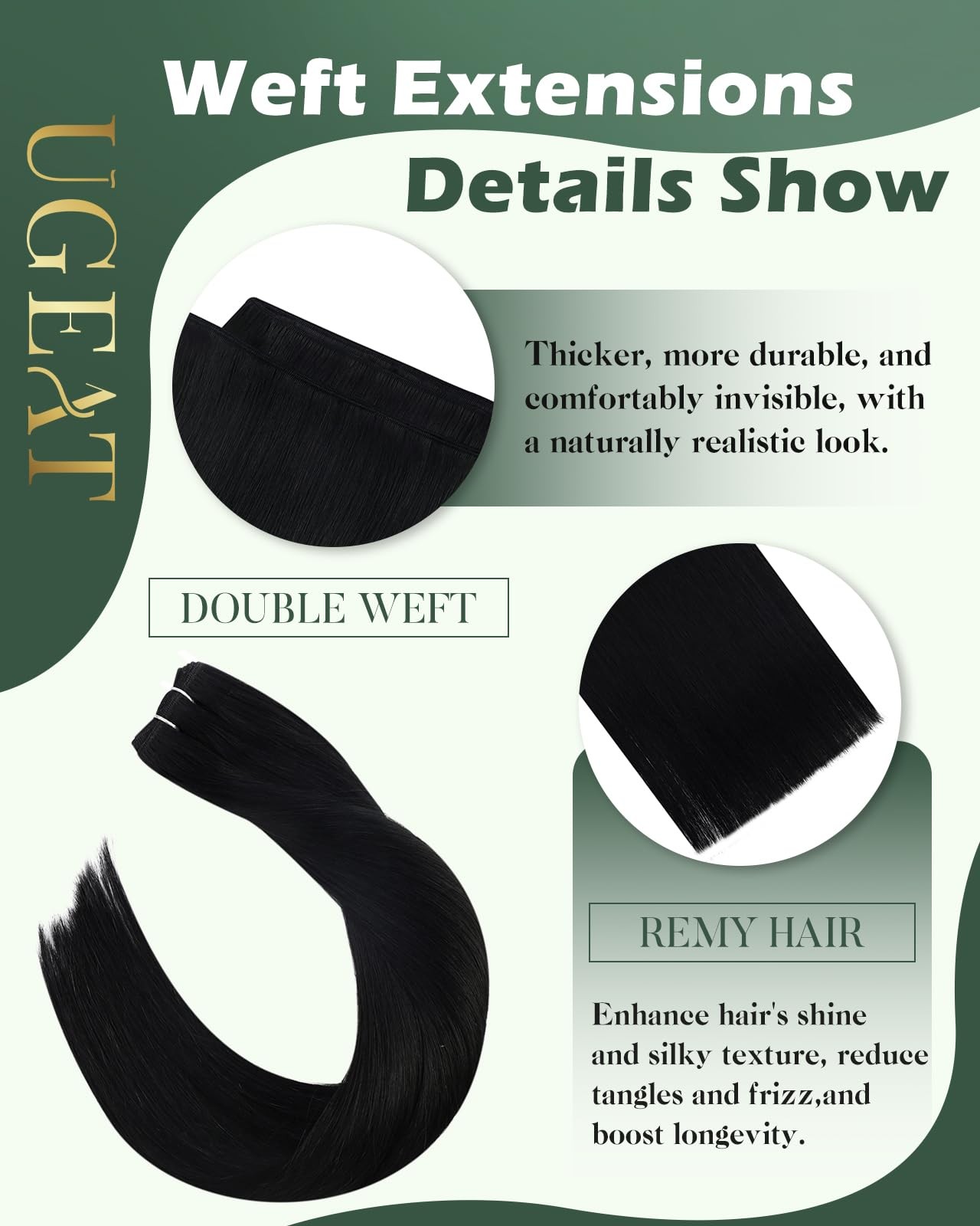 Sew in Hair Extensions Real Human Hair Black, Human Hair Weft Extensions Jet …