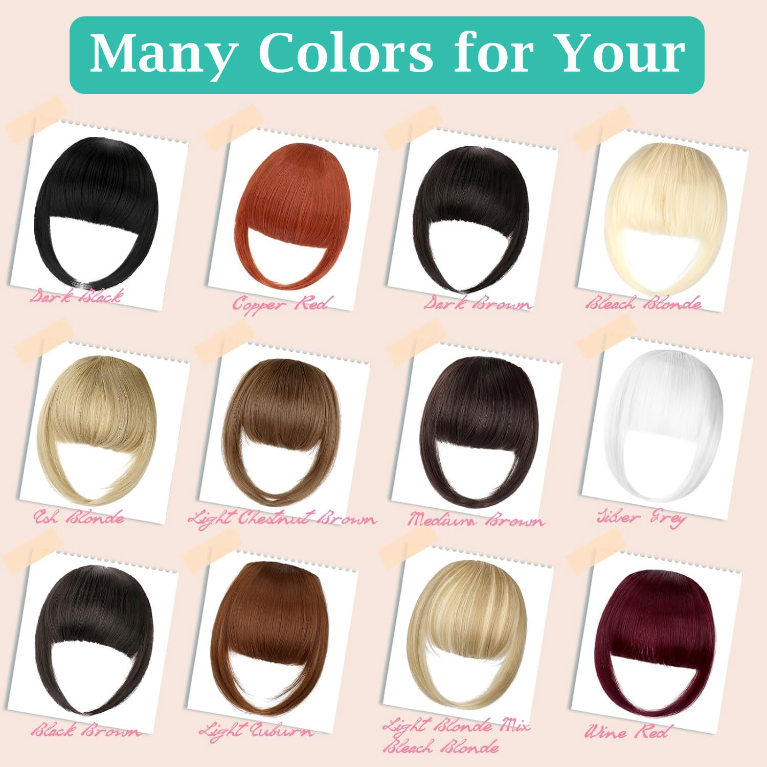 Xmas Thick Neat Bangs AS Human Hair Extensions Clip in Fringe Front Hairpiece US