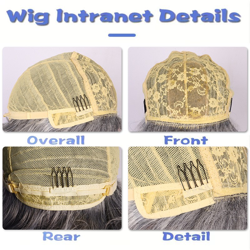 Salt And Pepper Side Bang Outward Synthetic Full Wig for Women Fashion Daily