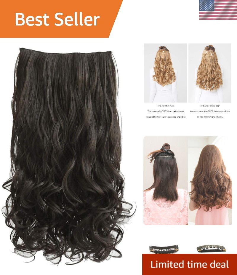 18″ 1-Pack 3/4 Full Head Curly Wavy Clips in on Synthetic Hair Extensions HE0…