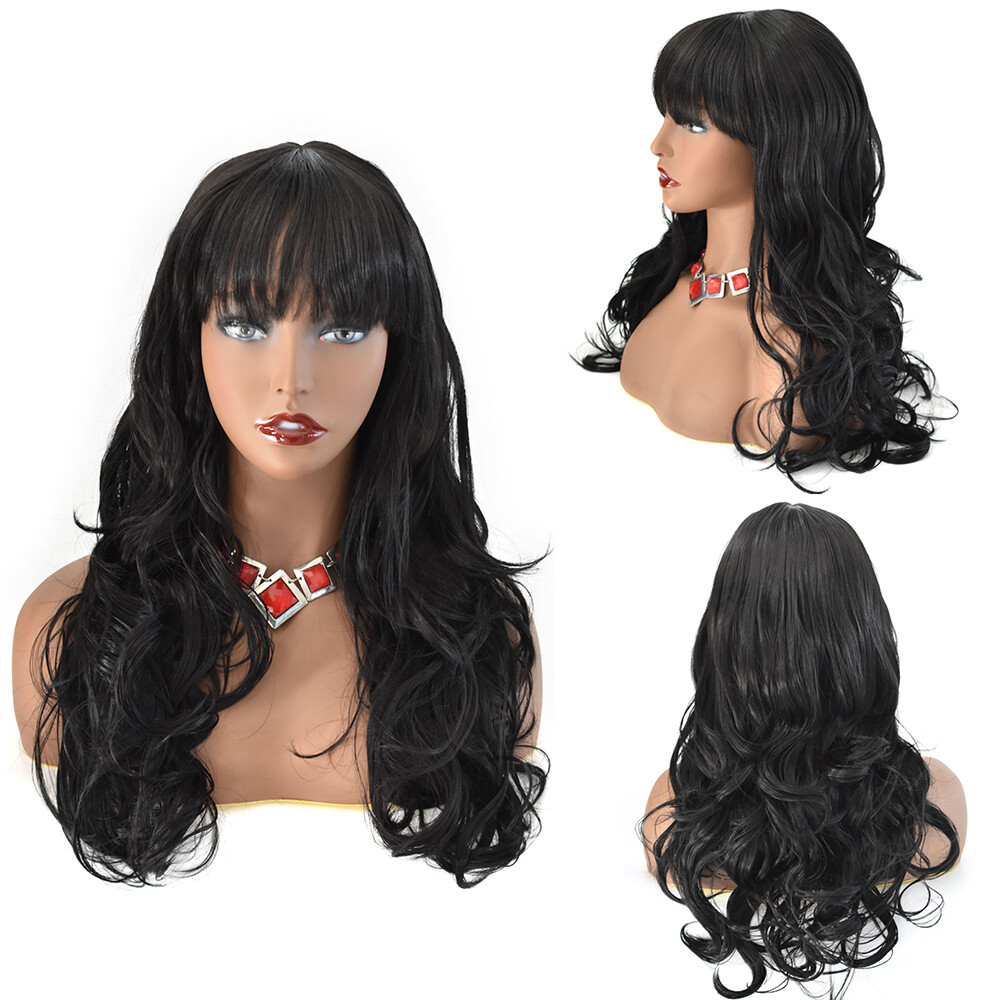 Long Wavy Women Wig Synthetic Black Brown Hair Fashion Cosplay Party Wigs 26″ US