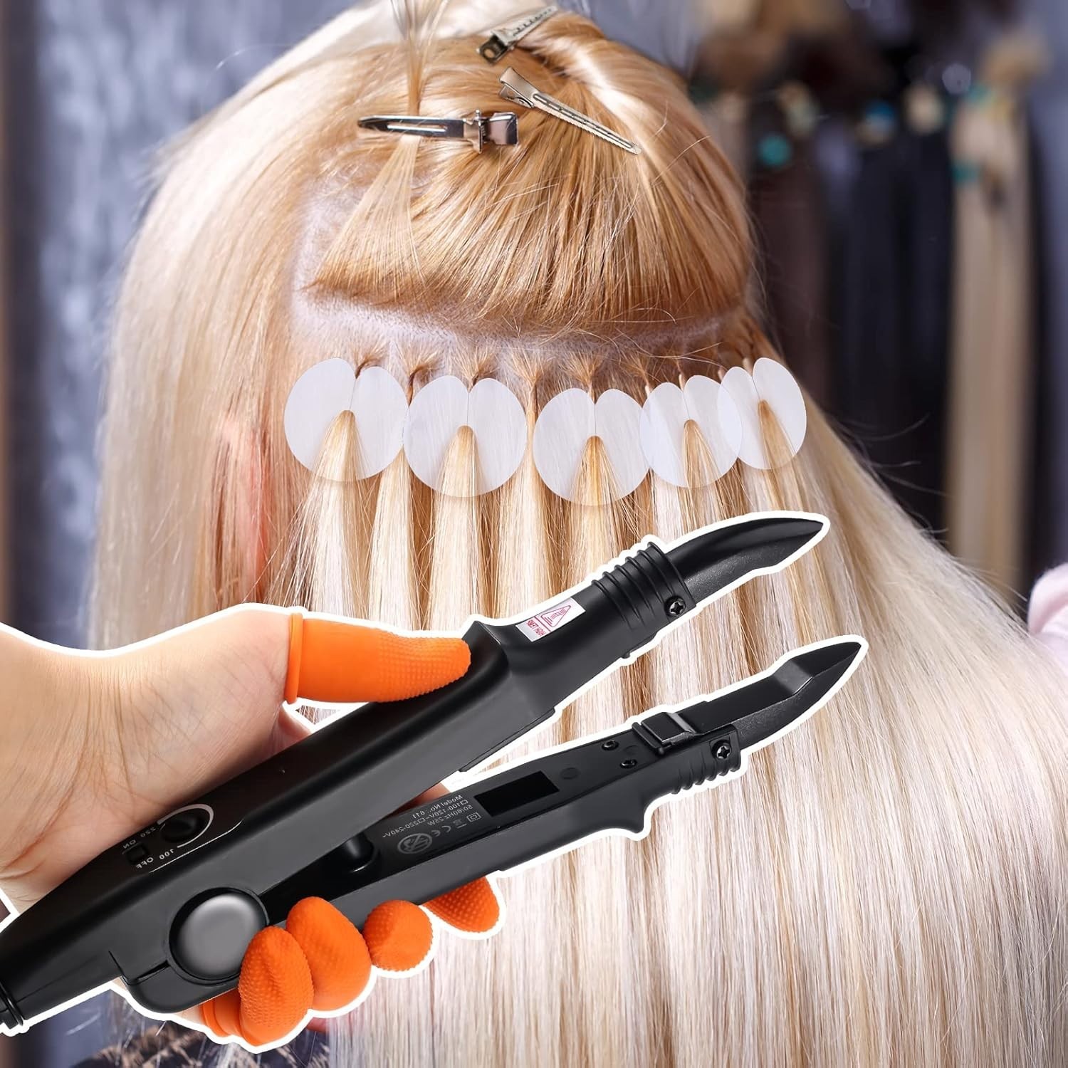 Keratin Hair Extension Kit with Heat Iron & Glue for Stunning Volume – Black