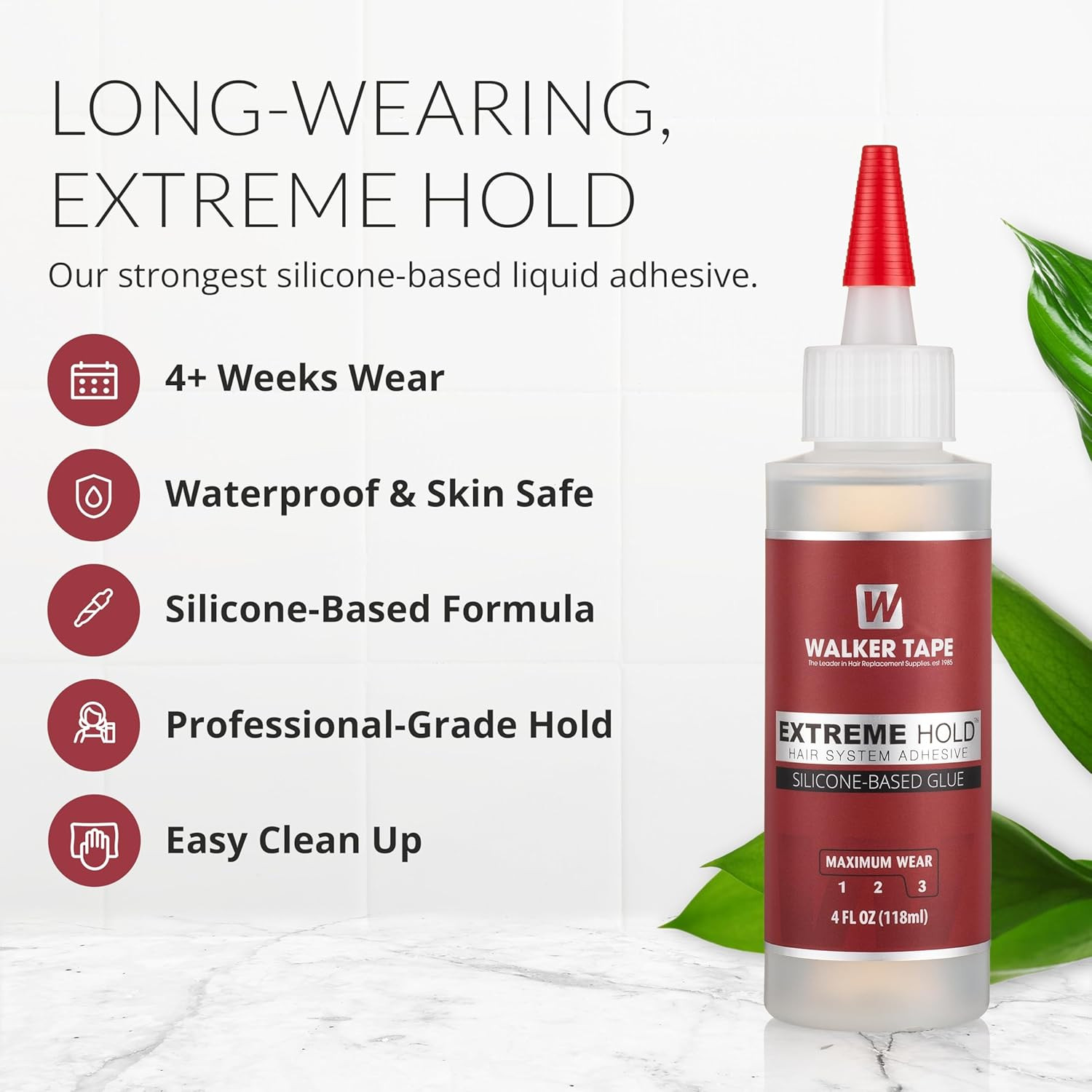 Extreme Hold Adhesive 4 Fl Oz Squeeze Bottle for Wig Installs, Lace Systems, Tou