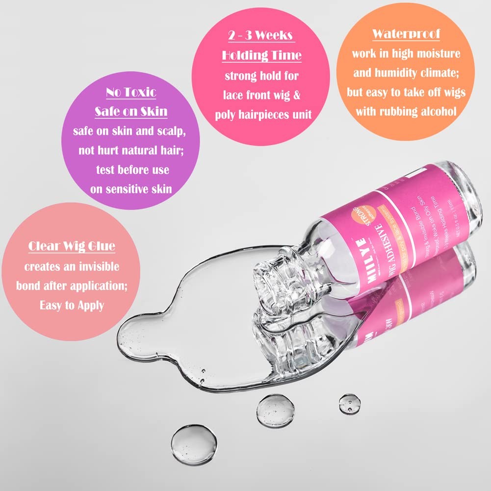 Waterproof Lace Glue, Clear| Invisible MIILYE Hair Wig Glue 0.5oz, Clear