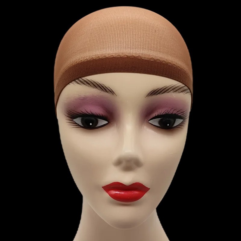 2pcs Wig Cap Mesh Dome Hair Net Stretch Invisible Stocking Cap Black Brown Beige
