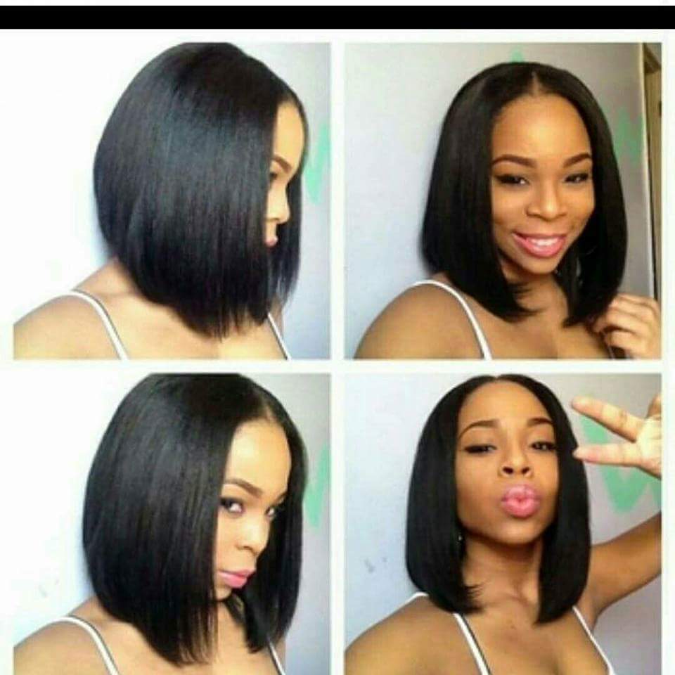 Straight Bob 13x4x1 T Part Lace Front Human Hair Wigs Black Hair for Women 10in