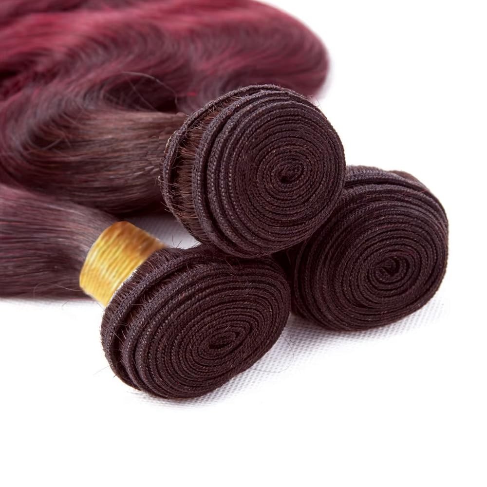 Niciitysi 1B99J Bundles Human Hair Ombre Body Wave Bundles 16 18 20 Inch