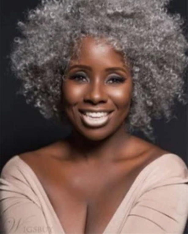 Kinky Curly Salt and Pepper Hair Synthetic Capless Wigs 12 Inches