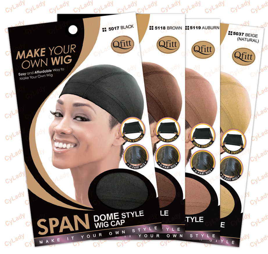 QFITT DOME STYLE SPAN WIG CAP(4PCS):Black, Beige, Brown, Auburn