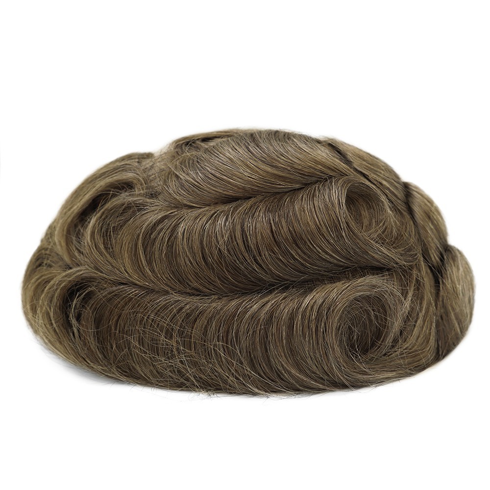 Toupee For Mens Human Hair Lace Front Replecement System Hairpieces Bleach Knots