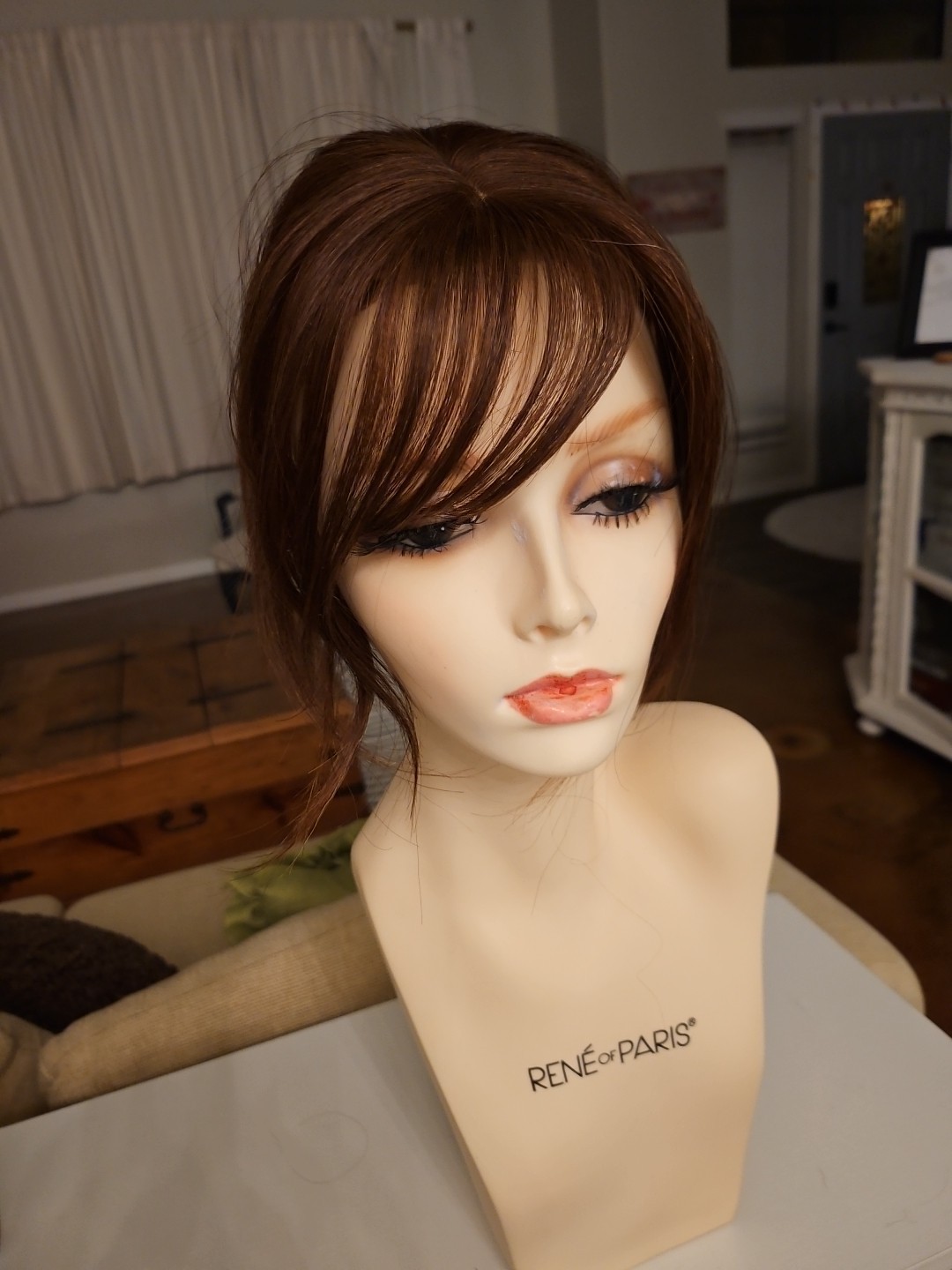 Human Hair Topper, 8-10 Inches With Bangs. Unbranded, 2 Clip Unit. NWOT